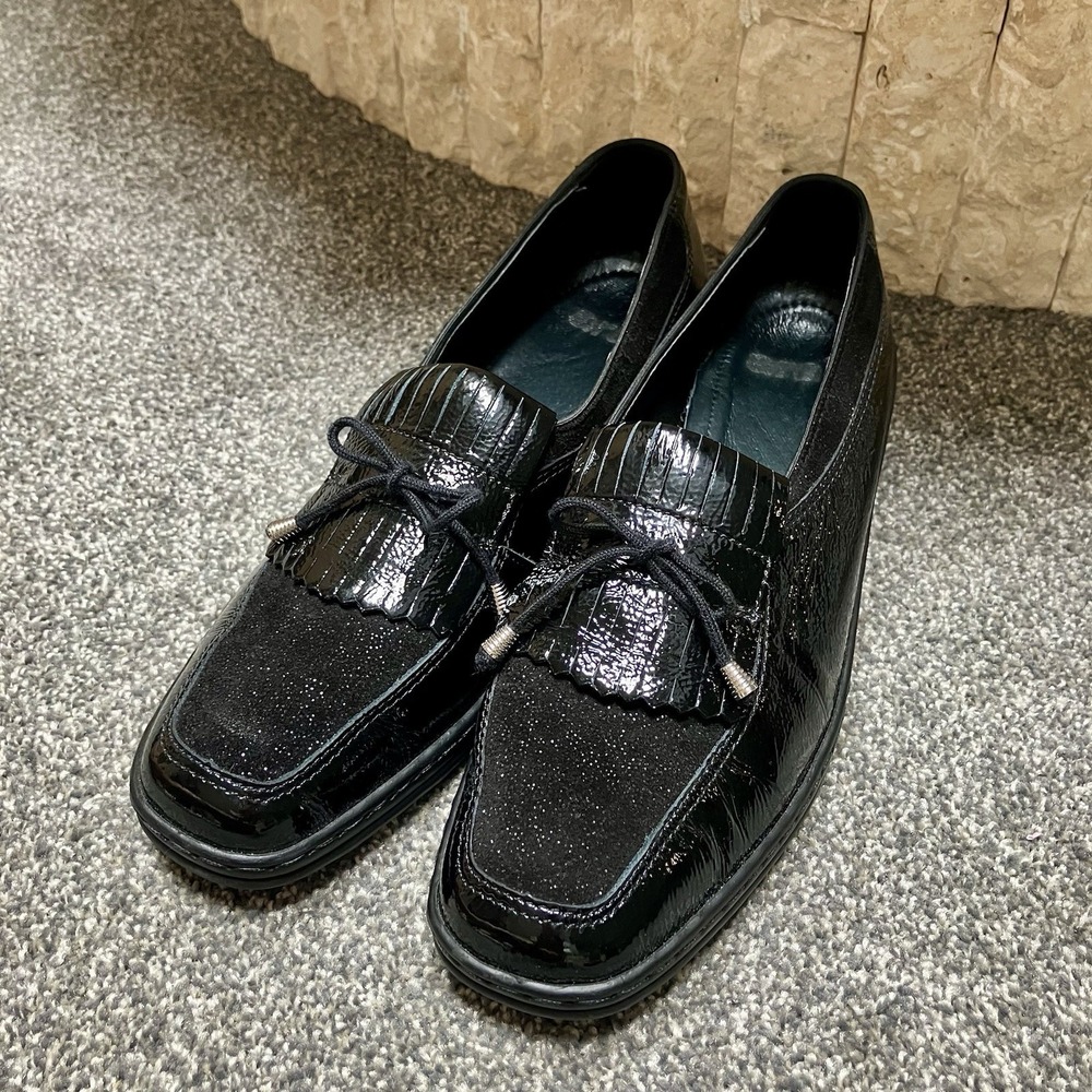 Ara Rachel Black Patent Leather Kiltie Shoes Loafers U.S. Size 10 Women's UK 7.5